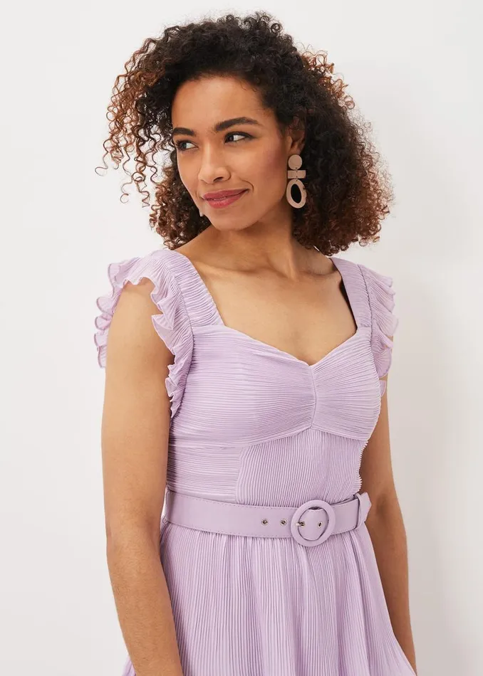 Phase Eight Dresses Skyler Pleated Tiered Midi Dress Lilac 8211 Women