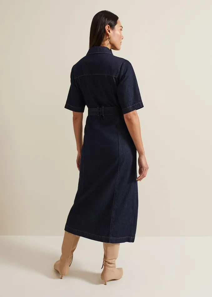 Phase Eight Dresses Sonny Denim Midi Dress Navy 8211 Women
