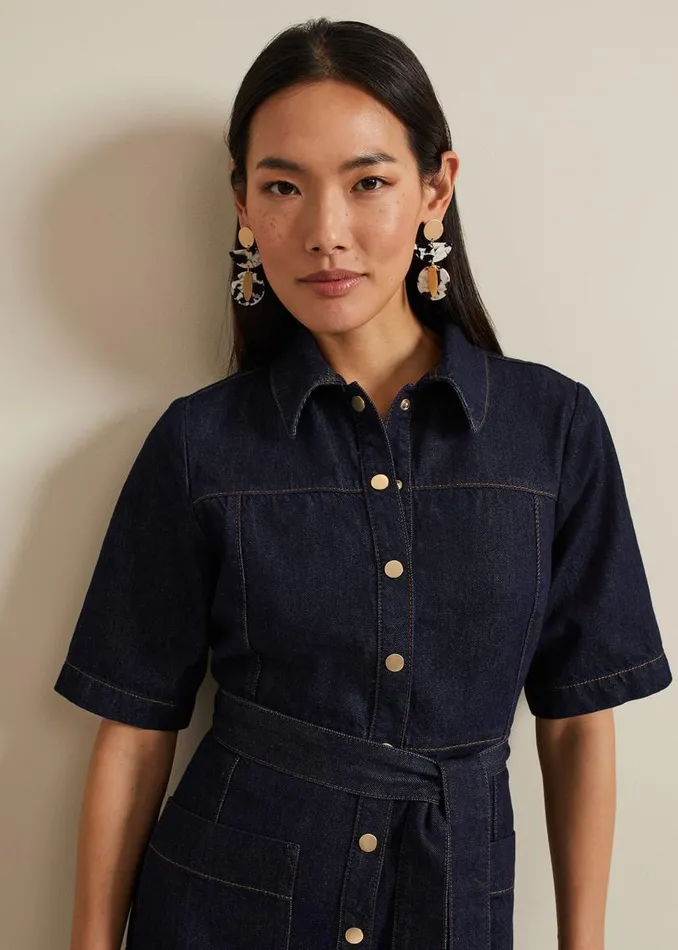 Phase Eight Dresses Sonny Denim Midi Dress Navy 8211 Women