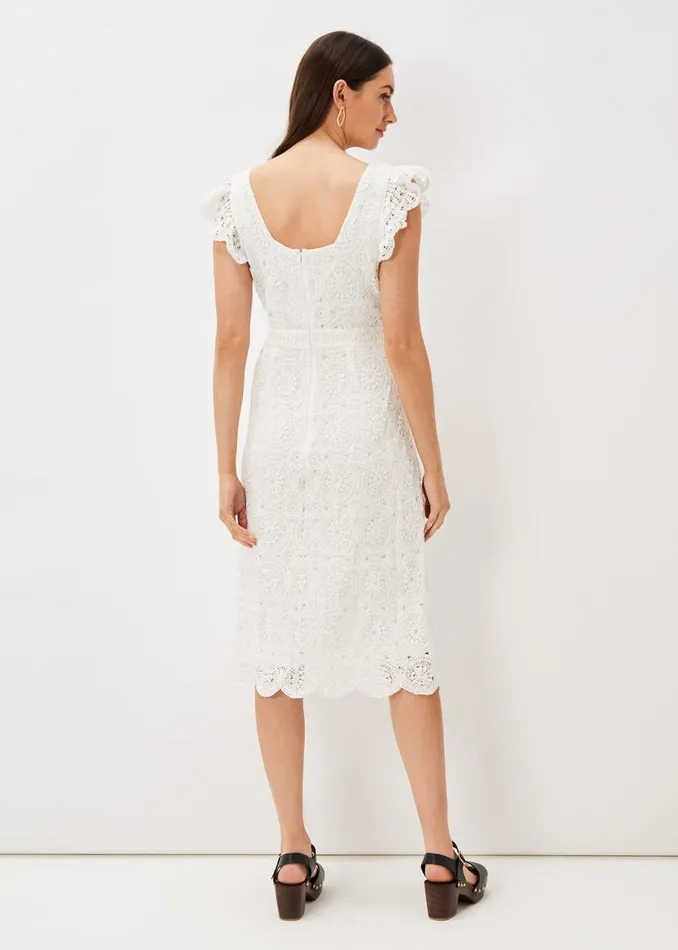 Phase Eight Dresses Tamari Crochet Knit Dress Ivory 8211 Women