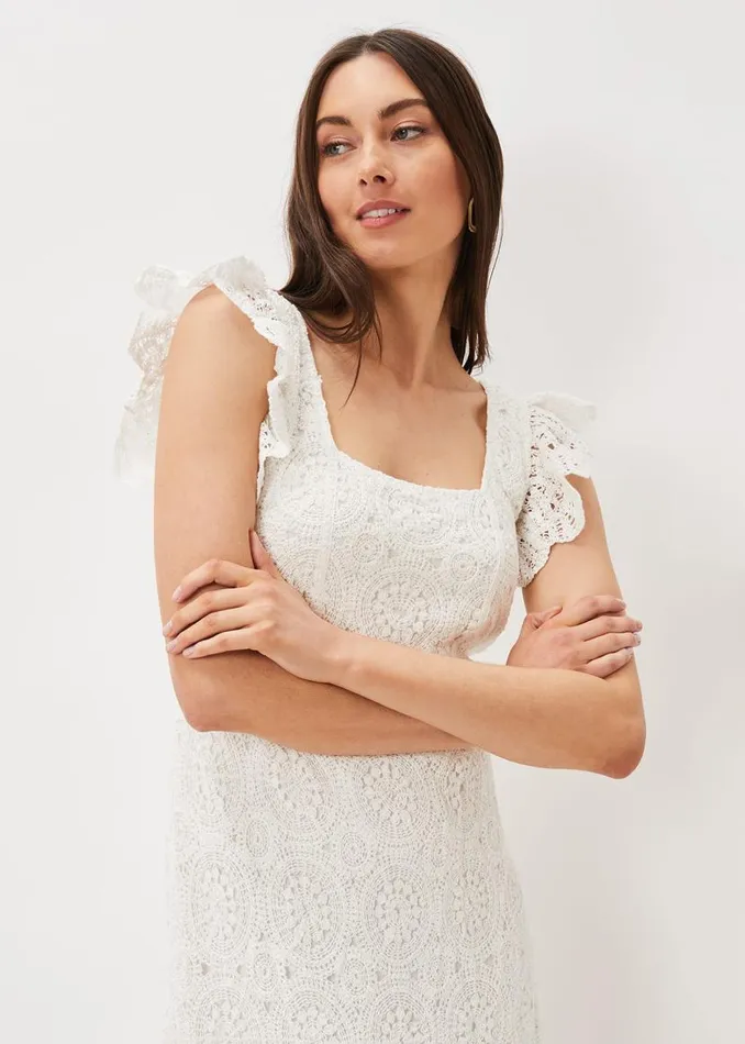 Phase Eight Dresses Tamari Crochet Knit Dress Ivory 8211 Women