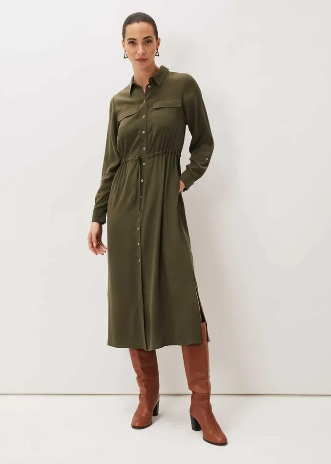 Phase Eight Dresses Tana Khaki Midi Dress Khaki 8211 Women