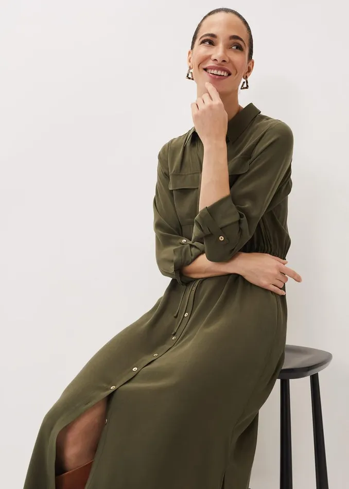 Phase Eight Dresses Tana Khaki Midi Dress Khaki 8211 Women