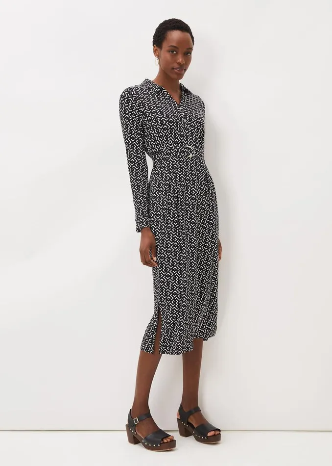 Phase Eight Dresses Teigan Abstract Print Midi Dress Blackivory 8211 Women