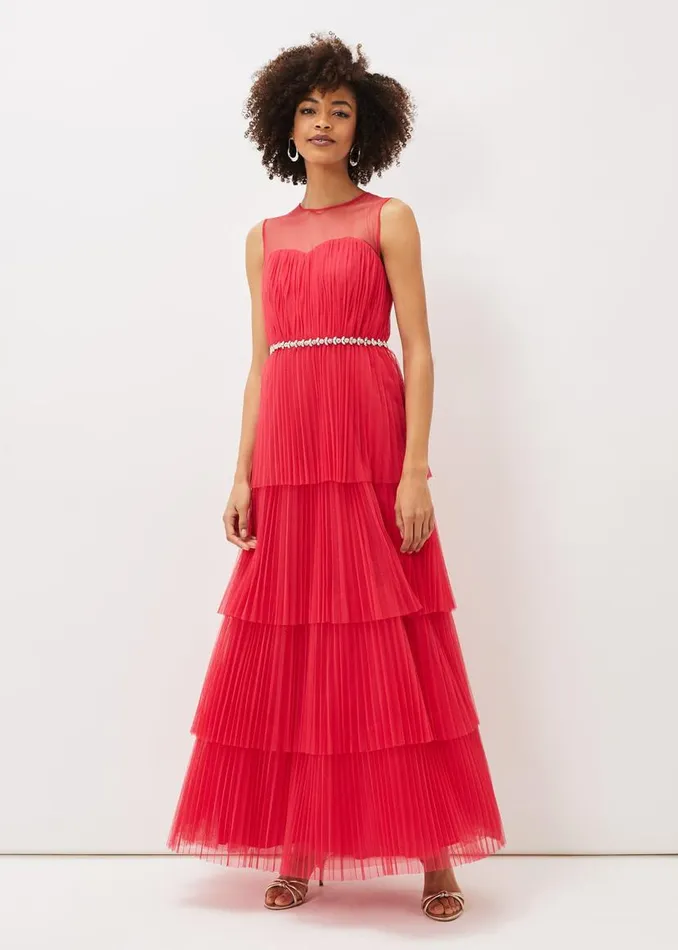 Phase Eight Dresses Tulisa Tulle Maxi Dress Lipstick 8211 Women