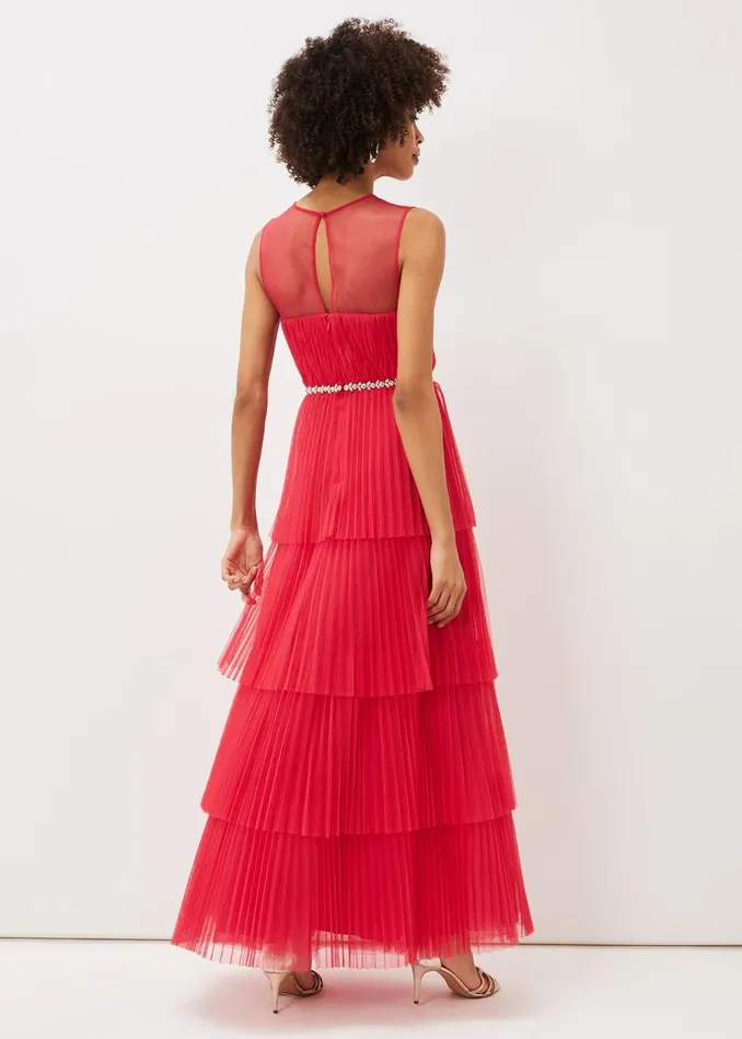 Phase Eight Dresses Tulisa Tulle Maxi Dress Lipstick 8211 Women