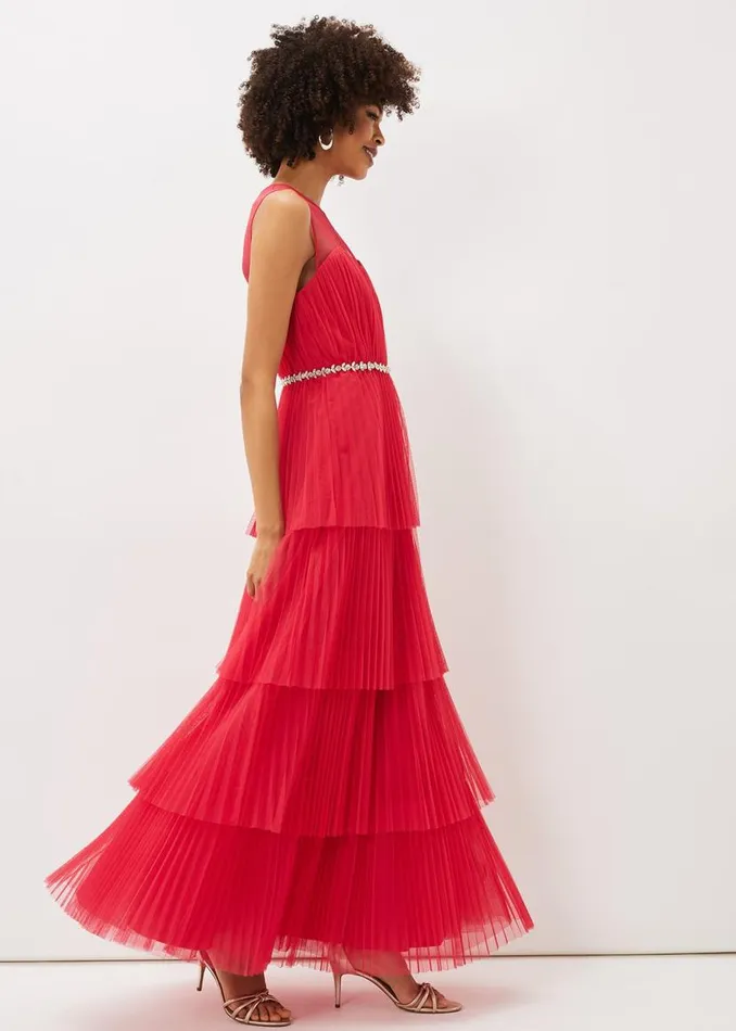 Phase Eight Dresses Tulisa Tulle Maxi Dress Lipstick 8211 Women
