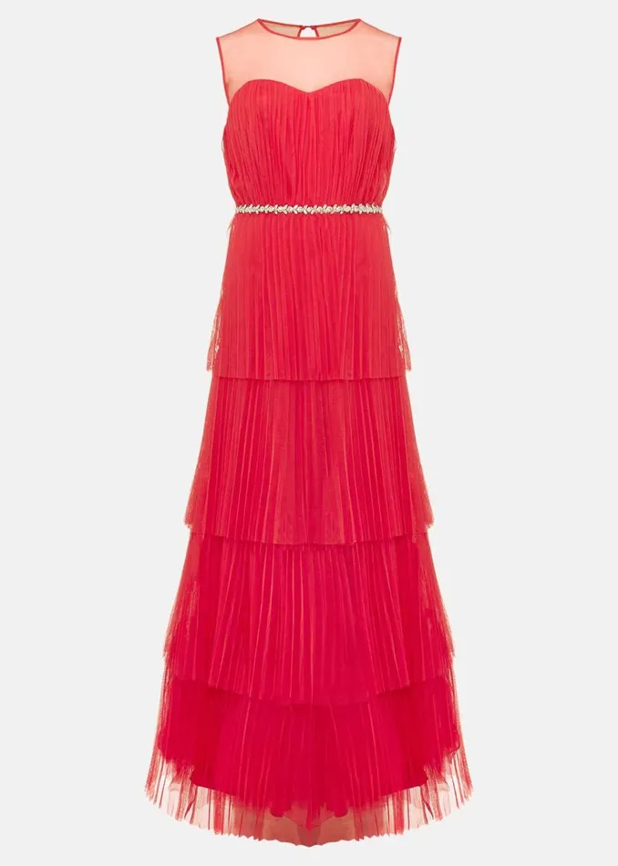 Phase Eight Dresses Tulisa Tulle Maxi Dress Lipstick 8211 Women