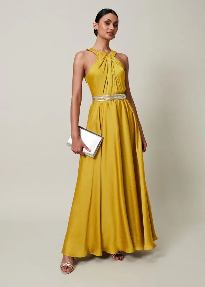 Phase Eight Dresses Vanessa Beaded Belt Maxi Dress Chartreuse 8211 Women