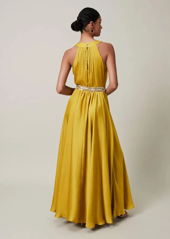 Phase Eight Dresses Vanessa Beaded Belt Maxi Dress Chartreuse 8211 Women