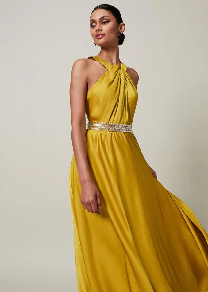 Phase Eight Dresses Vanessa Beaded Belt Maxi Dress Chartreuse 8211 Women