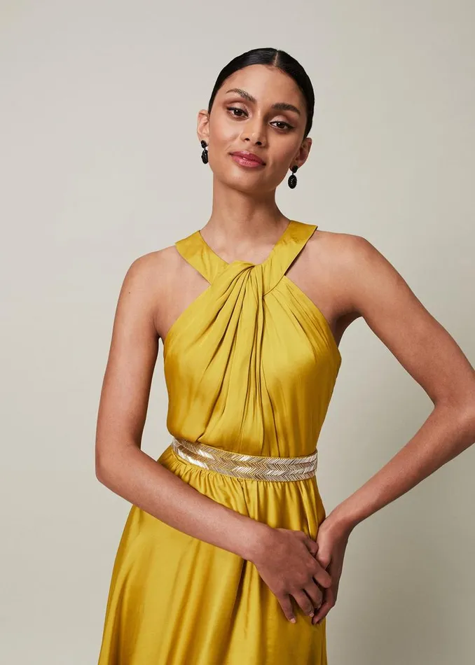 Phase Eight Dresses Vanessa Beaded Belt Maxi Dress Chartreuse 8211 Women