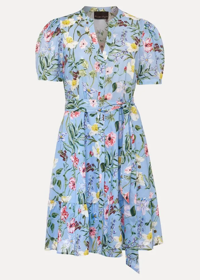 Phase Eight Dresses Velma Cotton Floral Mini Dress Blue 8211 Women