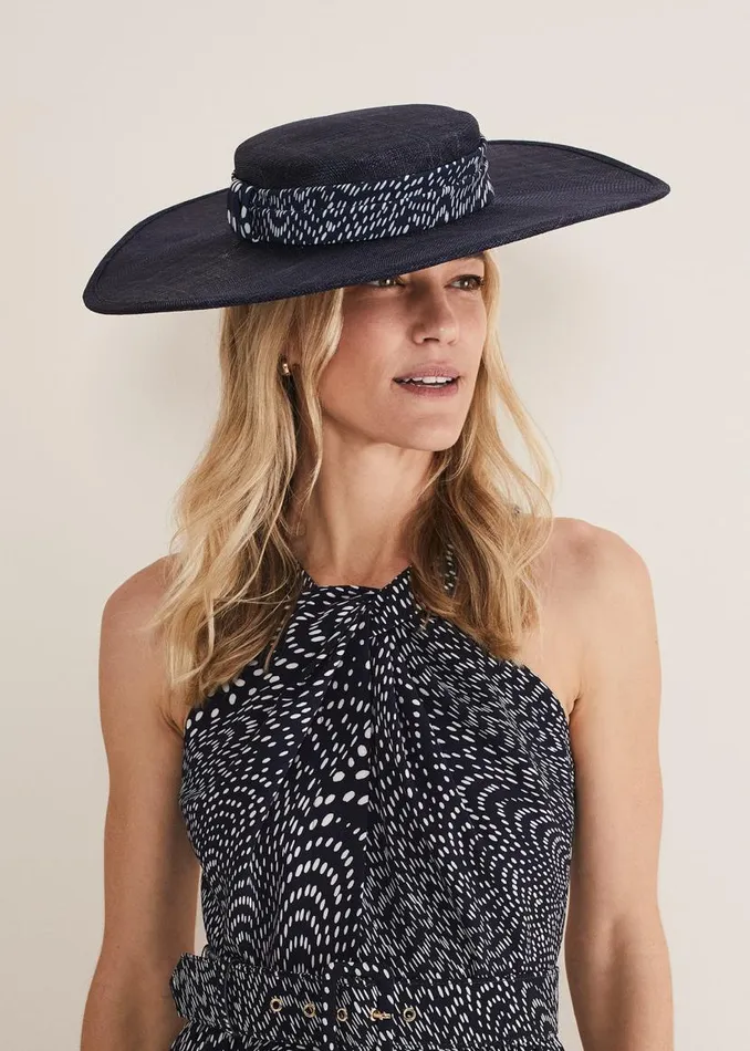 Phase Eight Fascinators and Hats Navy Spotted Trim Boater Fascinator Navy 8211 Women Phase Eight Fascinators and Hats Navy Spotted Trim Boater Fascinator Navy 8211 Women