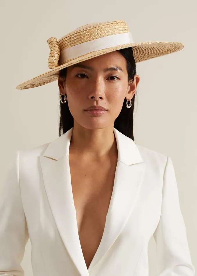 Phase Eight Fascinators and Hats Straw Bow Boater Natural 8211 Women