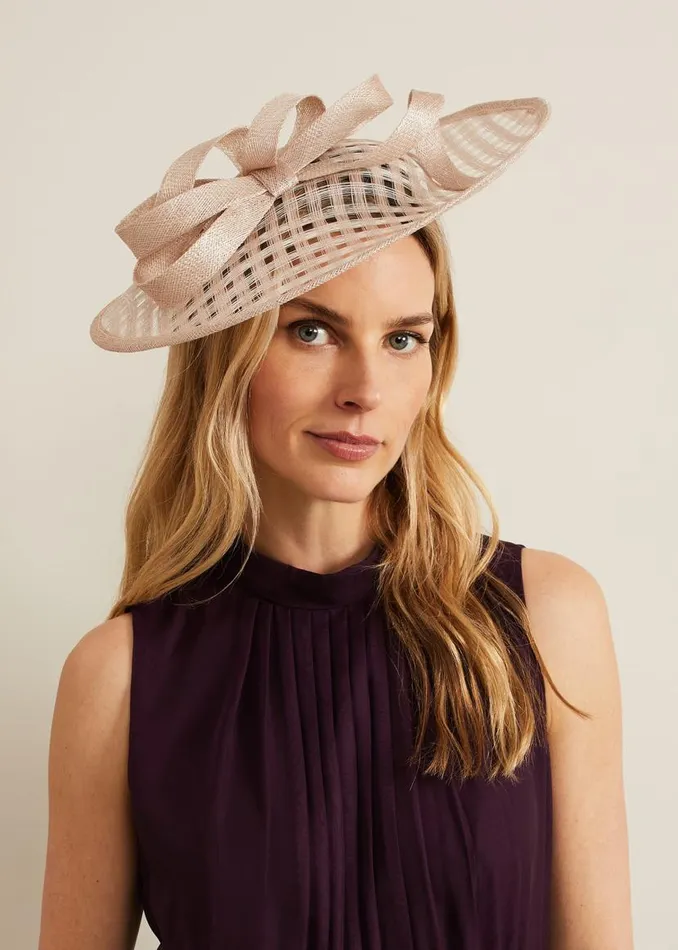 Phase Eight Fascinators and Hats Windowpane Bow Disc Fascinator Neutral 8211 Women Phase Eight Fascinators and Hats Windowpane Bow Disc Fascinator Neutral 8211 Women