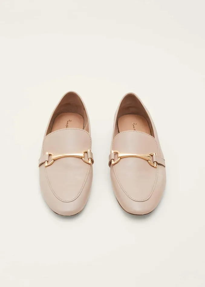 Phase Eight Flats TBar Leather Loafers Neutral 8211 Women