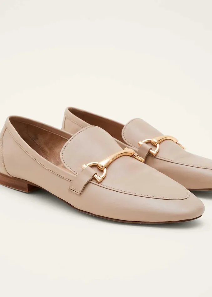 Phase Eight Flats TBar Leather Loafers Neutral 8211 Women