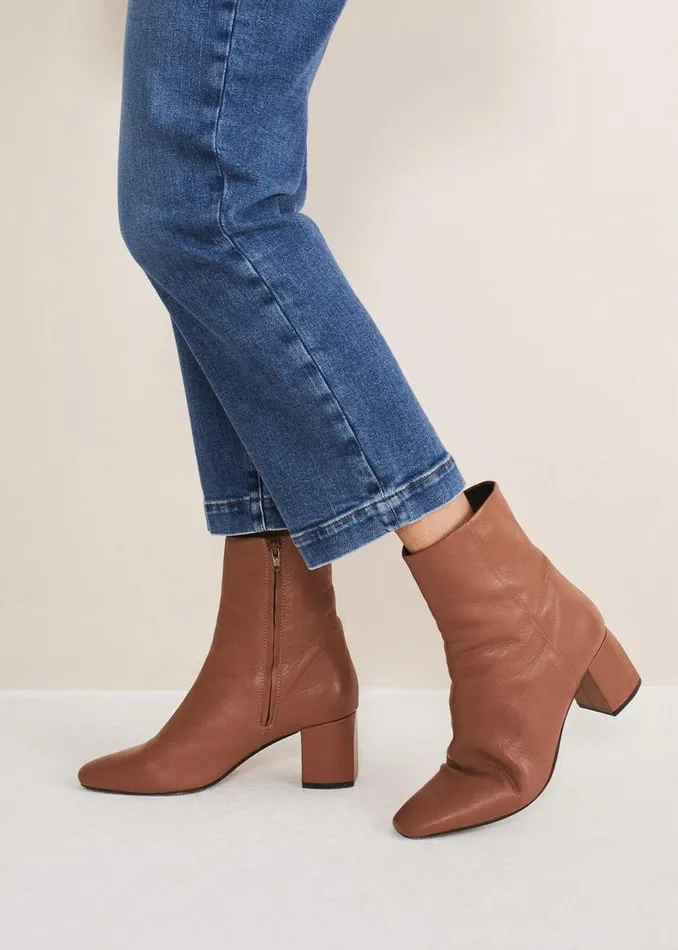 Phase Eight Heels Heeled Ankle Boots Tan 8211 Women