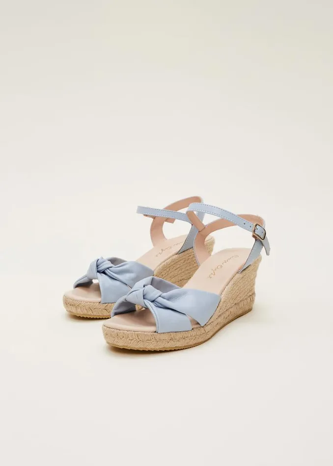 Phase Eight Heels Leather Knot Front Espadrilles Cornflower 8211 Women