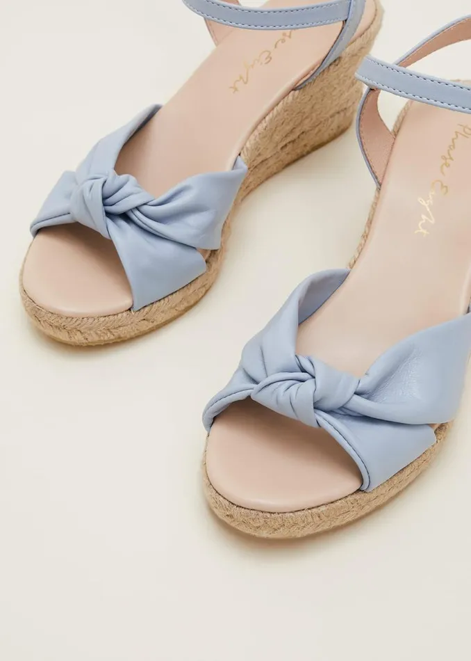 Phase Eight Heels Leather Knot Front Espadrilles Cornflower 8211 Women