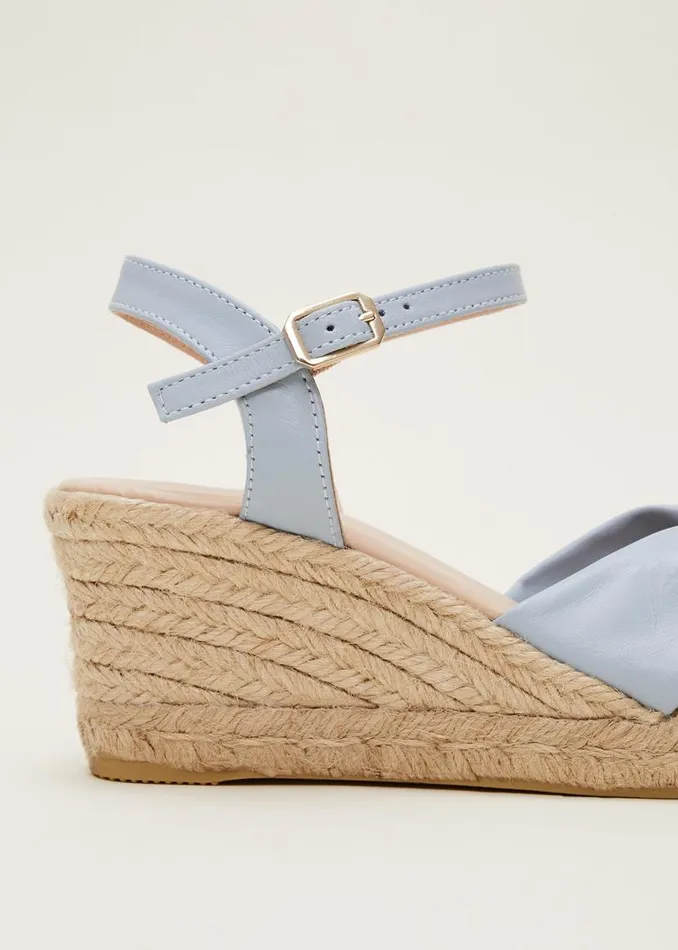 Phase Eight Heels Leather Knot Front Espadrilles Cornflower 8211 Women