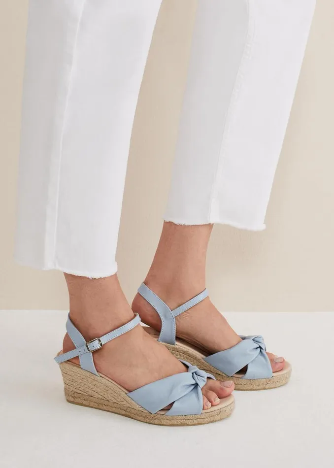 Phase Eight Heels Leather Knot Front Espadrilles Cornflower 8211 Women