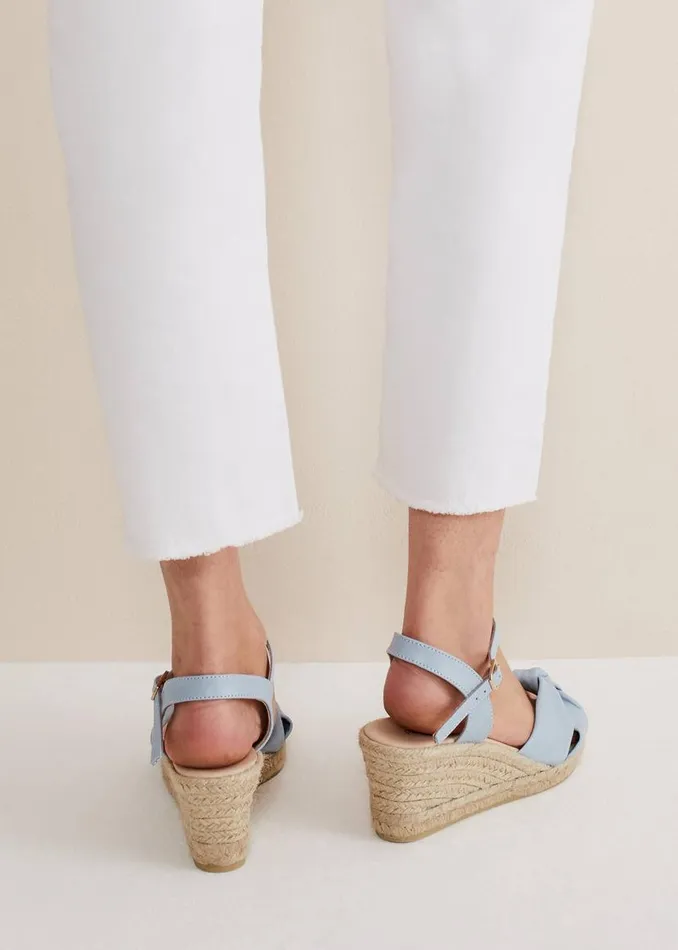 Phase Eight Heels Leather Knot Front Espadrilles Cornflower 8211 Women