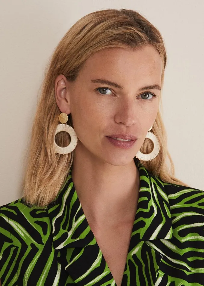 Phase Eight Jewellery Threaded Circle Drop Earrings Ivory 8211 Women