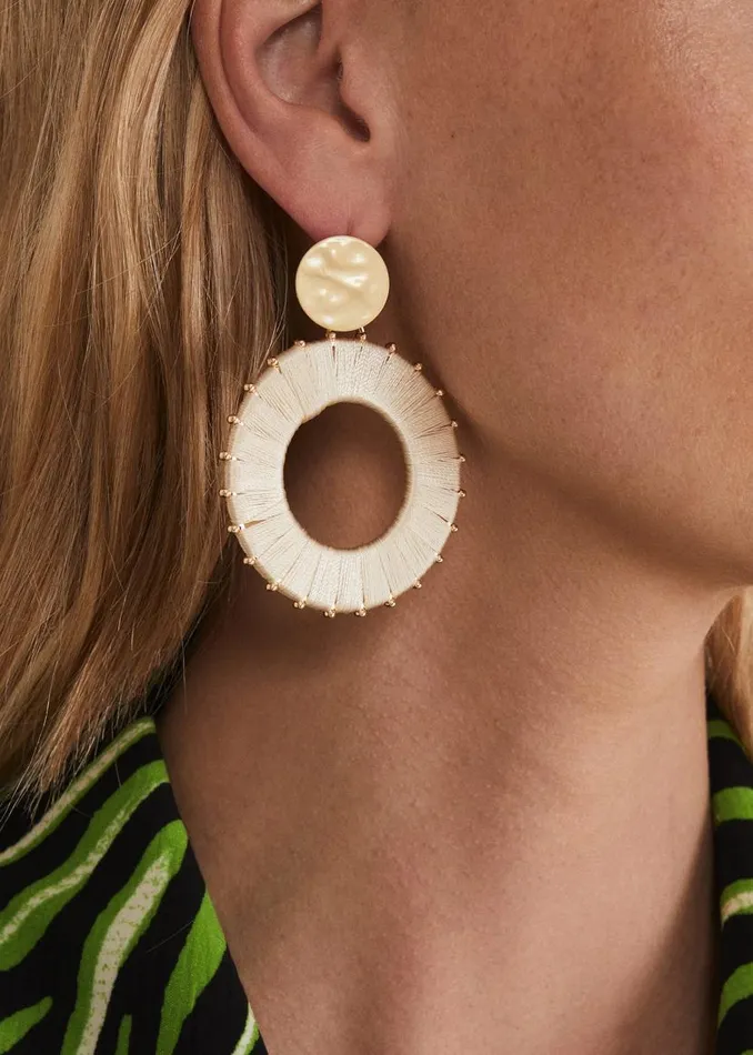 Phase Eight Jewellery Threaded Circle Drop Earrings Ivory 8211 Women