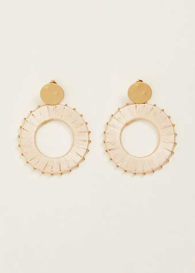 Phase Eight Jewellery Threaded Circle Drop Earrings Ivory 8211 Women