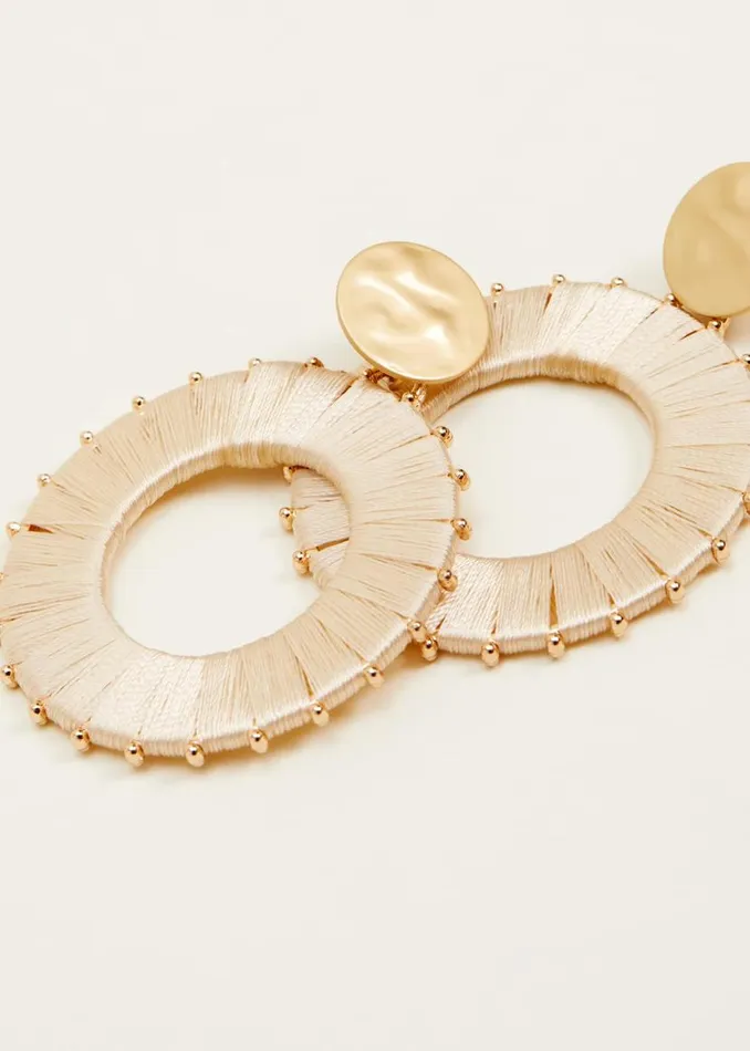 Phase Eight Jewellery Threaded Circle Drop Earrings Ivory 8211 Women
