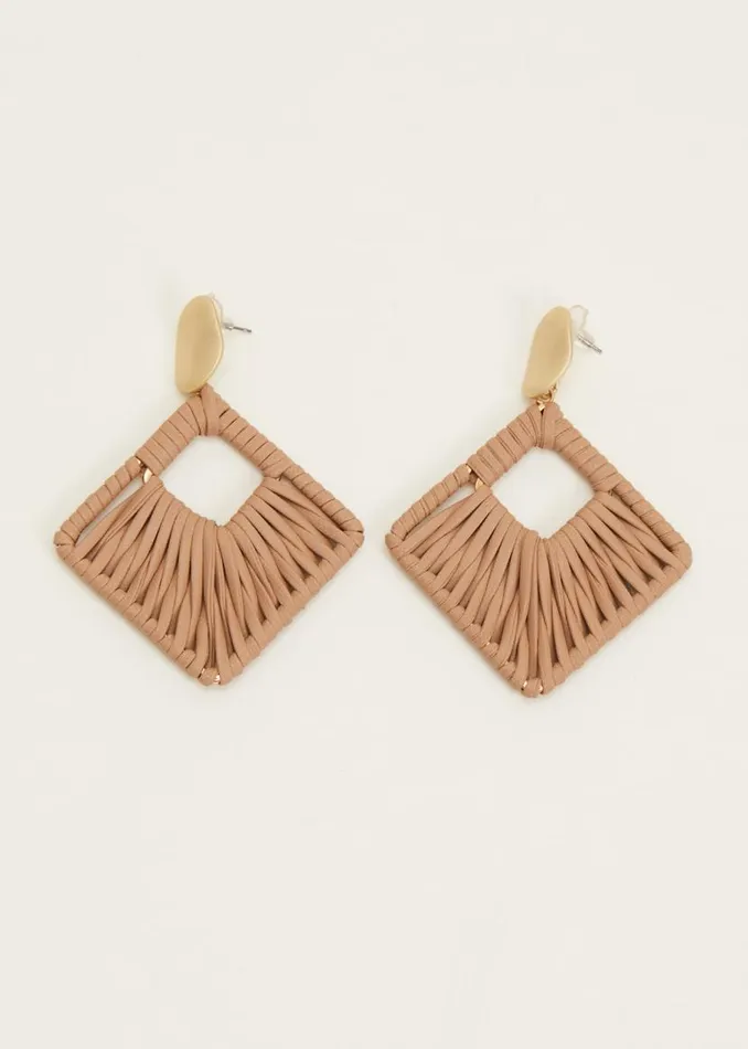 Phase Eight Jewellery Woven Square Drop Earrings Putty 8211 Women