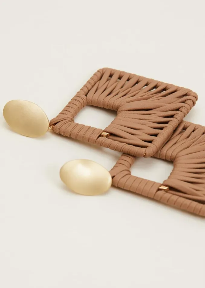 Phase Eight Jewellery Woven Square Drop Earrings Putty 8211 Women