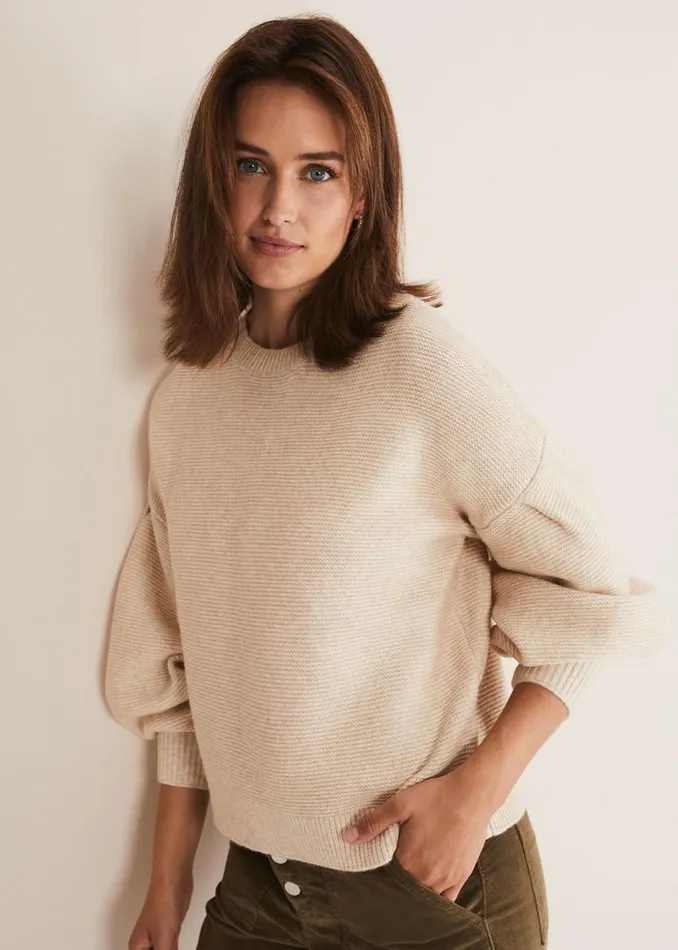 Phase Eight Knitwear Afia Bell Sleeve Knitted Jumper Oatmeal 8211 Women