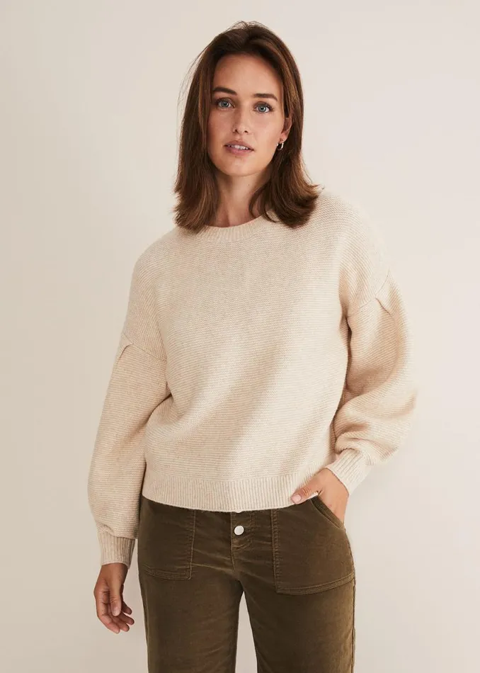 Phase Eight Knitwear Afia Bell Sleeve Knitted Jumper Oatmeal 8211 Women