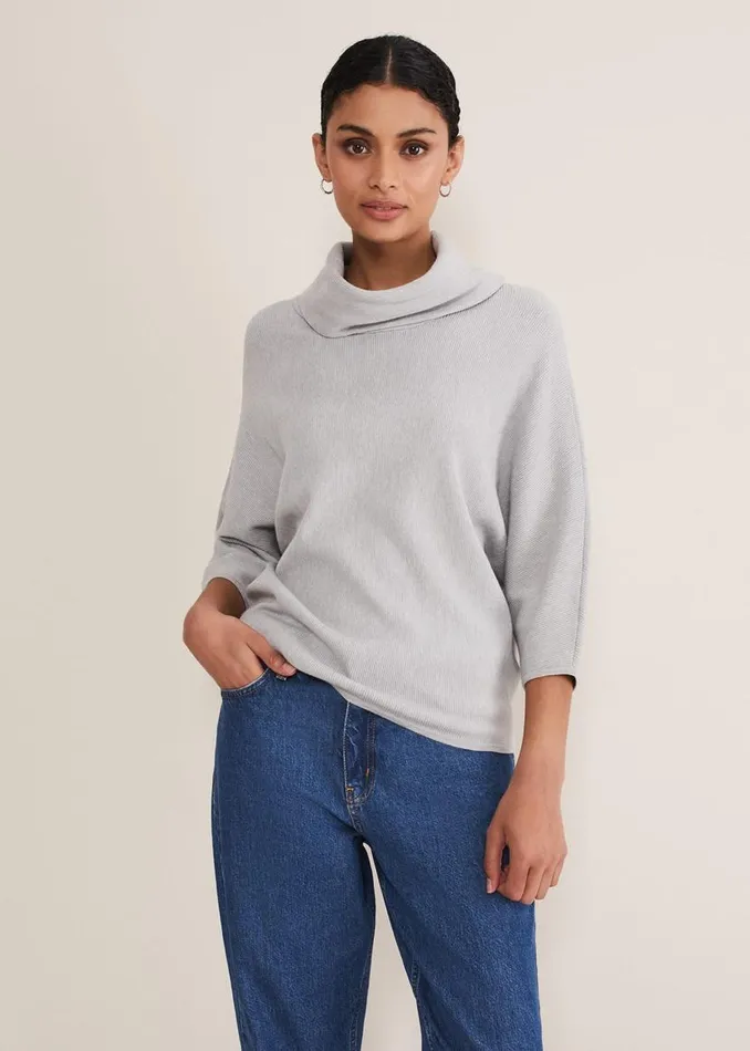 Phase Eight Knitwear Camillan Cowl Neck Knit Jumper Pale Grey 8211 Women