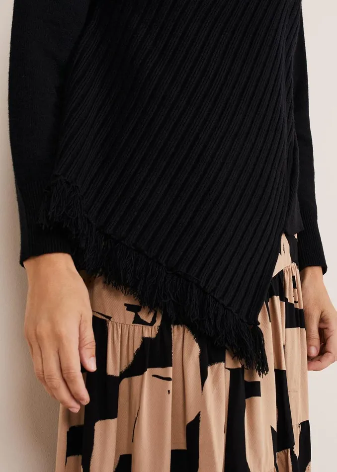 Phase Eight Knitwear Darcy Cosy Asymmetric Fringe Knit Black 8211 Women