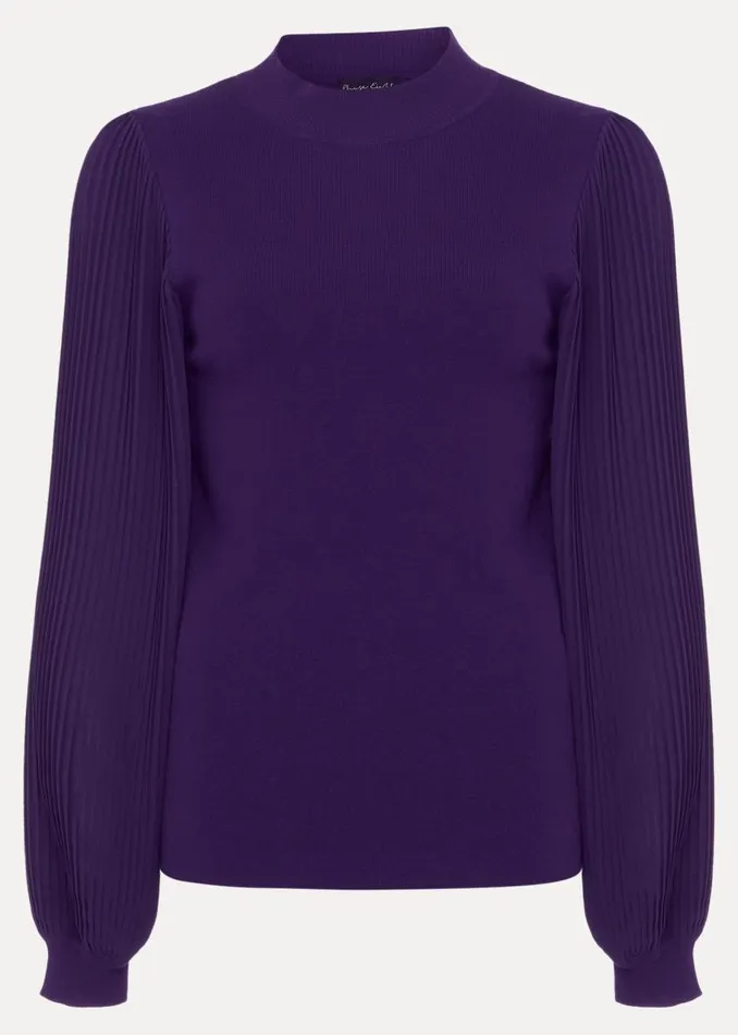 Phase Eight Knitwear Emryl Purple Pleated Sleeve Jumper Purple 8211 Women