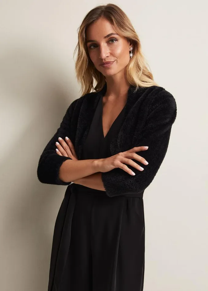 Phase Eight Knitwear Fay Fluffy Bolero Black 8211 Women