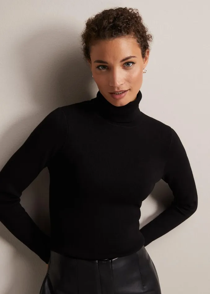 Phase Eight Knitwear Gwyneth Black Roll Neck Jumper Black 8211 Women