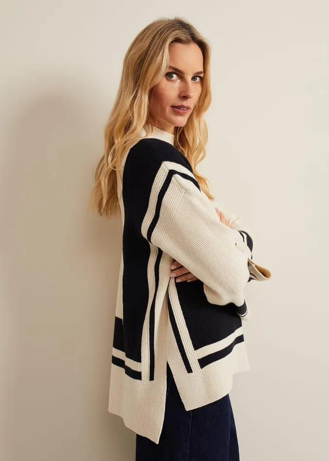 Phase Eight Knitwear Kayleigh Chunky Boxy Striped Jumper Stonenavy 8211 Women Phase Eight Knitwear Kayleigh Chunky Boxy Striped Jumper Stonenavy 8211 Women