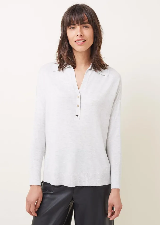 Phase Eight Knitwear Lillianne Polo Neck Fine Knit Jumper Pale Grey 8211 Women