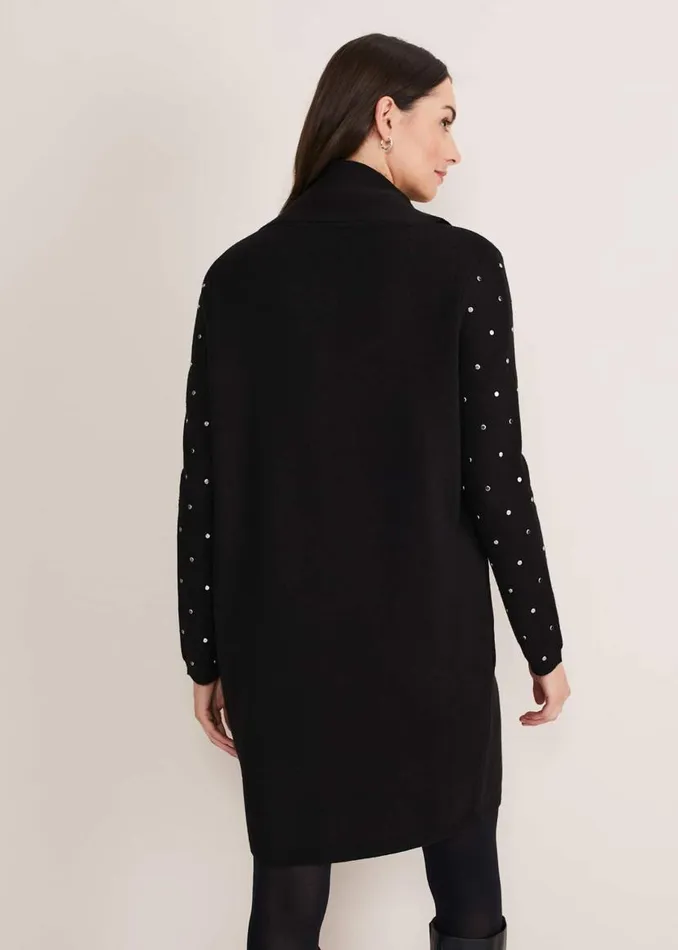 Phase Eight Knitwear Paloma Stud Sleeve Knit Coat Black 8211 Women