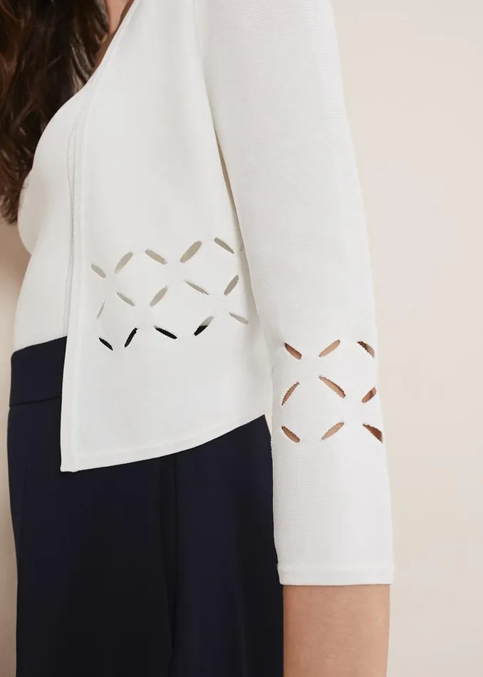 Phase Eight Knitwear Salma Cut Out Jacket Ivory 8211 Women
