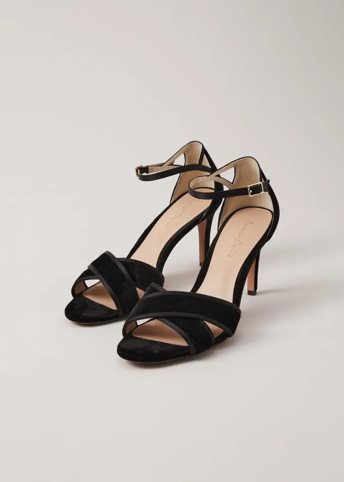Phase Eight Occasion Shoes Black Velvet Open Toe Heels Black 8211 Women