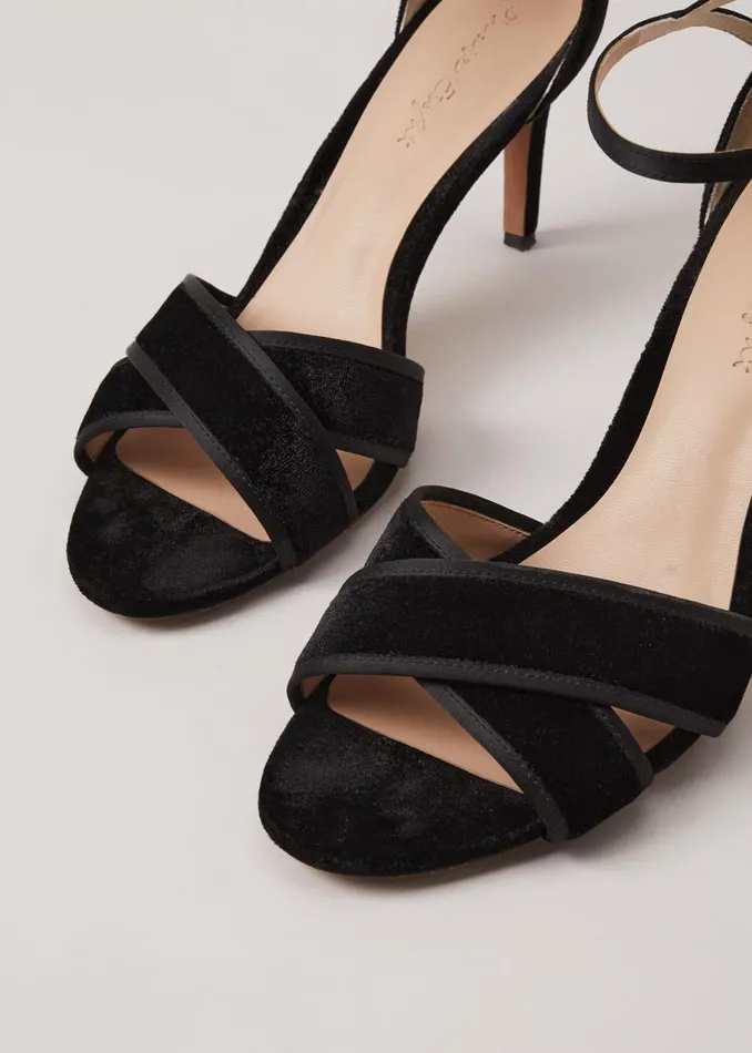 Phase Eight Occasion Shoes Black Velvet Open Toe Heels Black 8211 Women