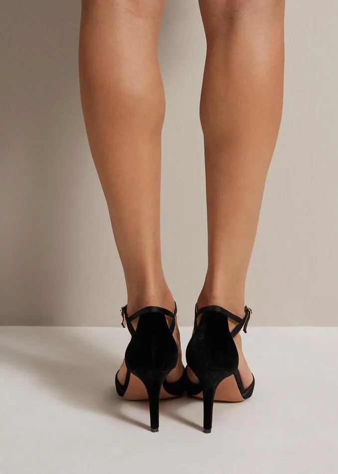 Phase Eight Occasion Shoes Black Velvet Open Toe Heels Black 8211 Women