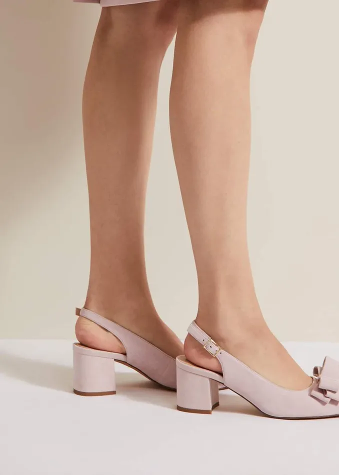 Phase Eight Occasion Shoes Bow Front Block Heel Shoes Pale Pink 8211 Women