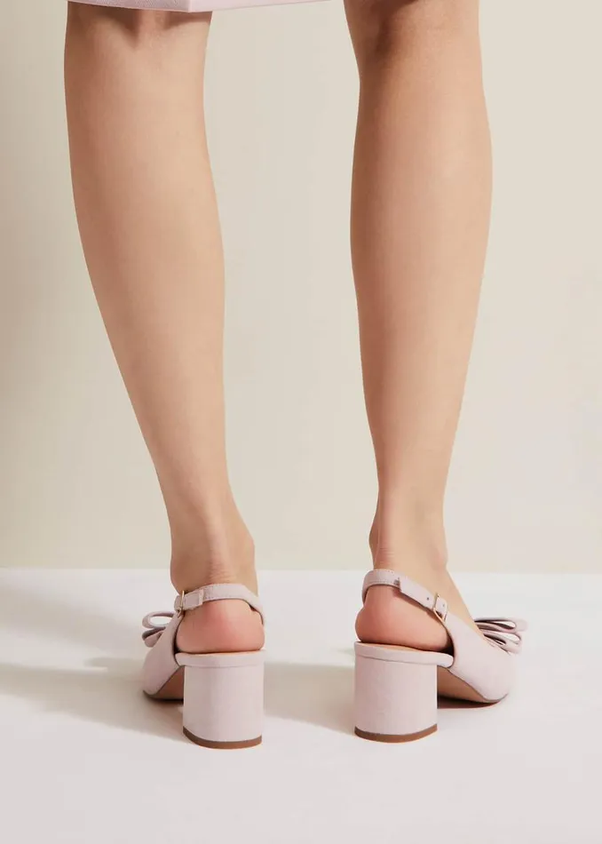 Phase Eight Occasion Shoes Bow Front Block Heel Shoes Pale Pink 8211 Women